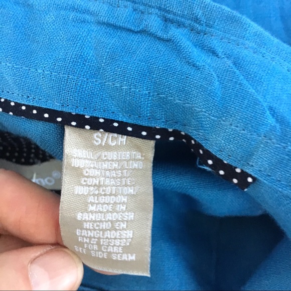 BRUNO 100% Linen Mens Short Sleeve Blue Shirt S - Picture 6 of 8